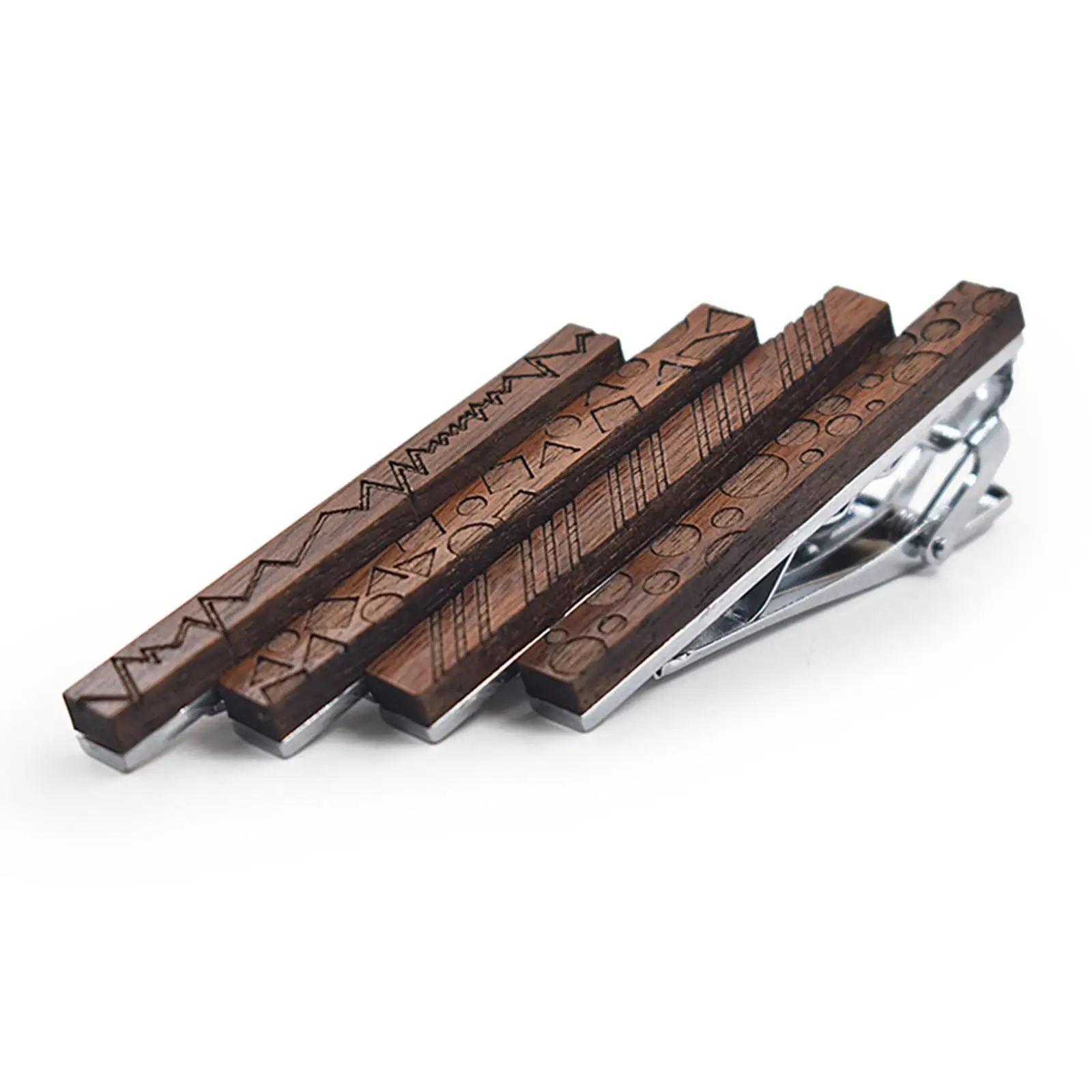 Classic Mens Tie Bar Clip, Pinch 5.5cm Length Clasp Metal Walnut Dress Decorative for Shirts Office Christmas Decoration