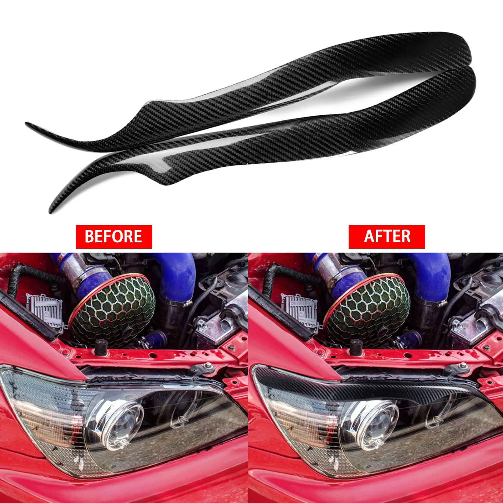 

For 1998-2005 Lexus IS200 IS300 Carbon Fiber Headlight Cover Eyelid Eyebrow Trim