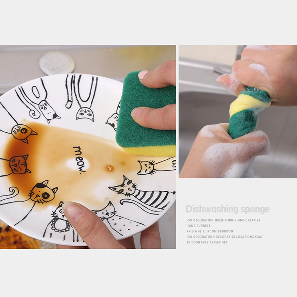 

12pcs High Density Sponges Durable Kitchen Cleaning Cloths Scouring Pads Strong Absorbing Ideal Dishes Faucets Stove Sink