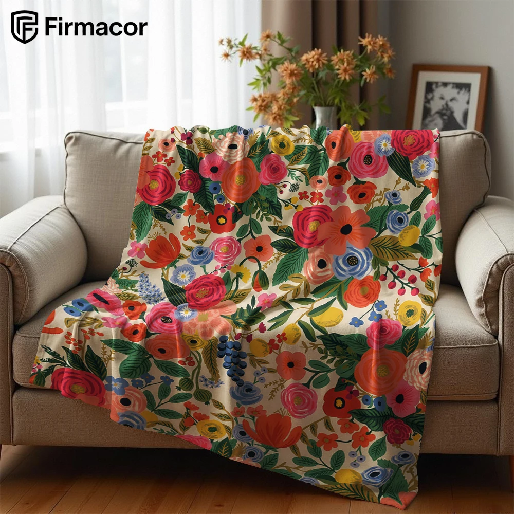 Vintage Floral Cluster Ultra Soft Sherpa Fleece Blanket Fluffy Warm Halloween Cozy Throw for Sofa Couch Bedroom Gift All season