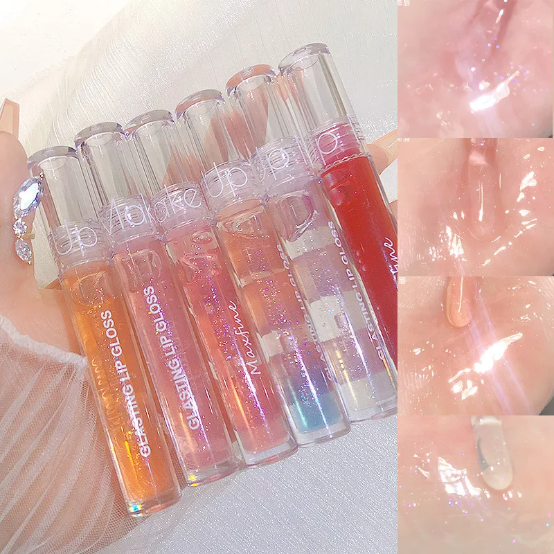 Maxfine Water Glow Lip Glaze Lip Gloss Moisturizing Hydrating Glassy Finish Jelly Texture Multi-Color