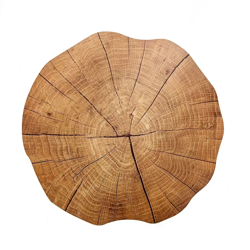 Irregular Simulation Tree Stump Dining Mat Home PP Waterproof Anti Slip Insulation Placemat Wedding Decoration