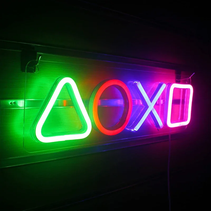 Game Icon Shape Neon Lights,LED Gaming Light, Game Symbols Neon Lamp, USB Powered Neon Sign for Game Room Bedroom Wall Decor