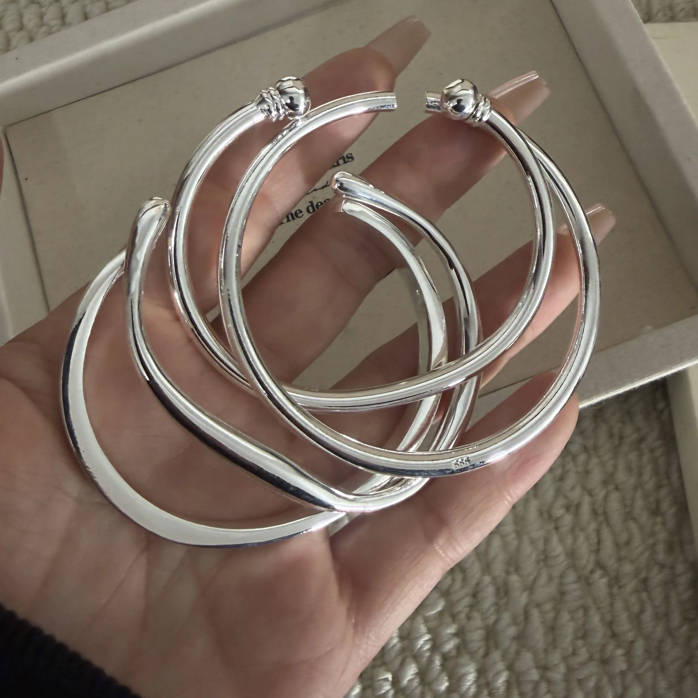 

Браслет из 100% стерлингового серебра 925 пробы в ретро-стиле для женщин и мужчин, винтажный, ручной работы, узкий, простой, волнистый, подарок на день рождения