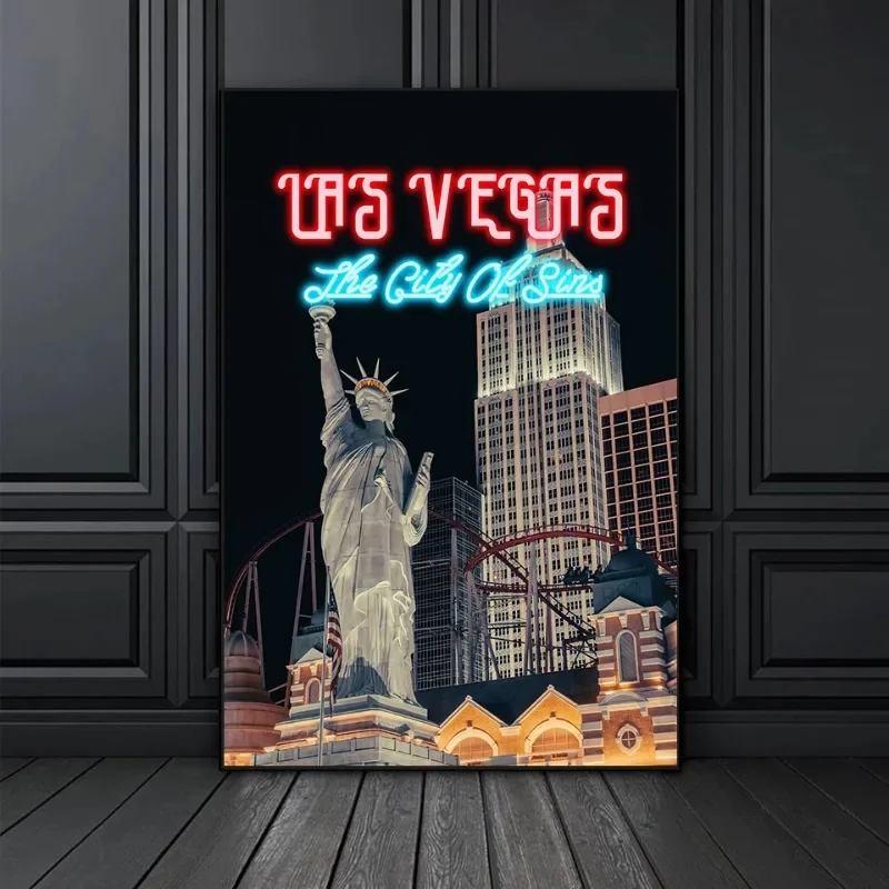 Large-sized 1pc frameless Canvas Painting Modern Night View of Cityscape Tokyo New York Paris City Lights Aesthetic Poster Canva