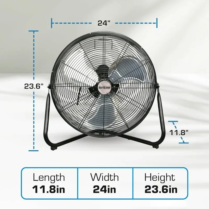 Hurricane Pro Series, 20 Inch High Velocity Heavy Duty Metal Orbital Floor Fan with 3 Speed Settings and 360 Degree Oscillation