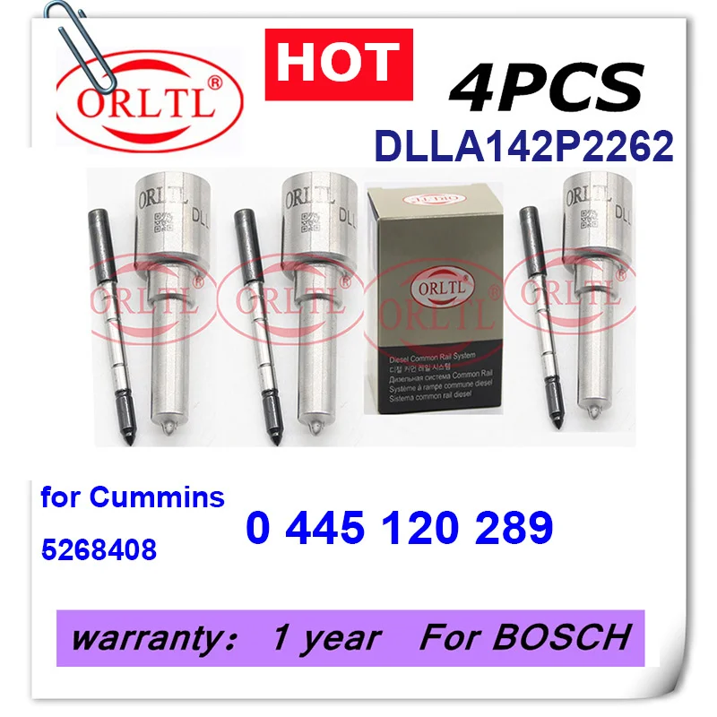 NEW DLLA142P2262 0433172262 For Cummins 5268408 0445120289 0 445 120 289 Common Rail Injector Nozzle 4pcs