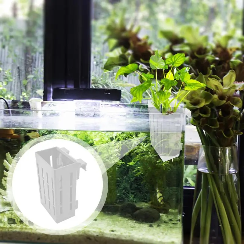 Aquarium Plant Holder Aquatic Planter For Classic Rimmed Tank Hangings Plant Pots For Rimless Tanks Aquascape Decorations