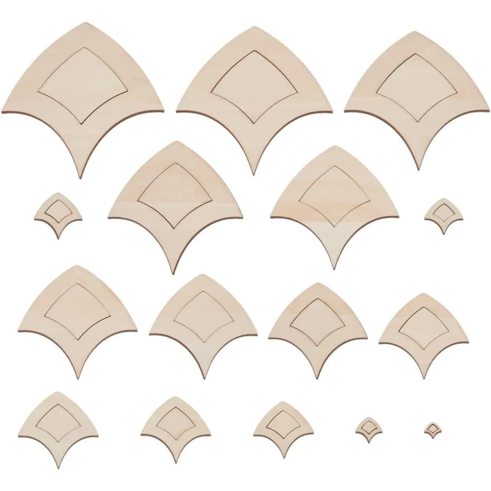 32Pcs Wood Stencils for Drawing Painting Crafts Hollow Blank Fish Shape Templates Reusable Wooden Stencils