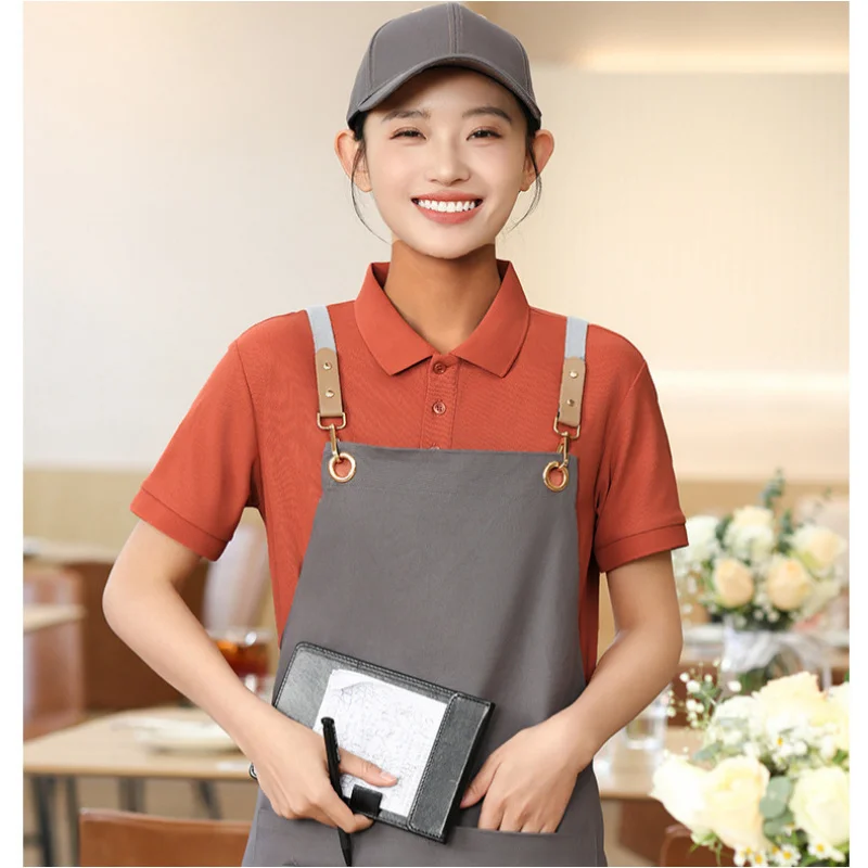 

Milk tea shop work uniform, short-sleeved for catering and hot pot restaurantstT-shirts, promotional shirts, team uniforms, work