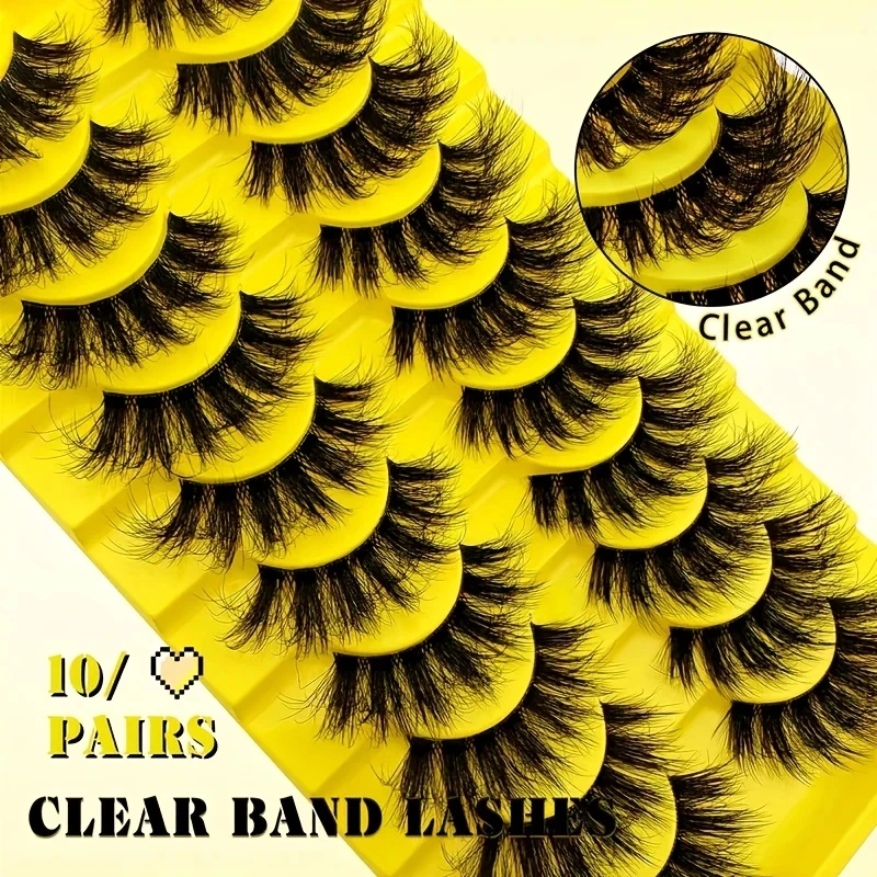 10 أزواج من الرموش الصناعية الشفافة على شكل عين القطة، رموش صناعية سميكة ورقيقة وسميكة ومجعد ومريحة ومتعددة الوظائف #6