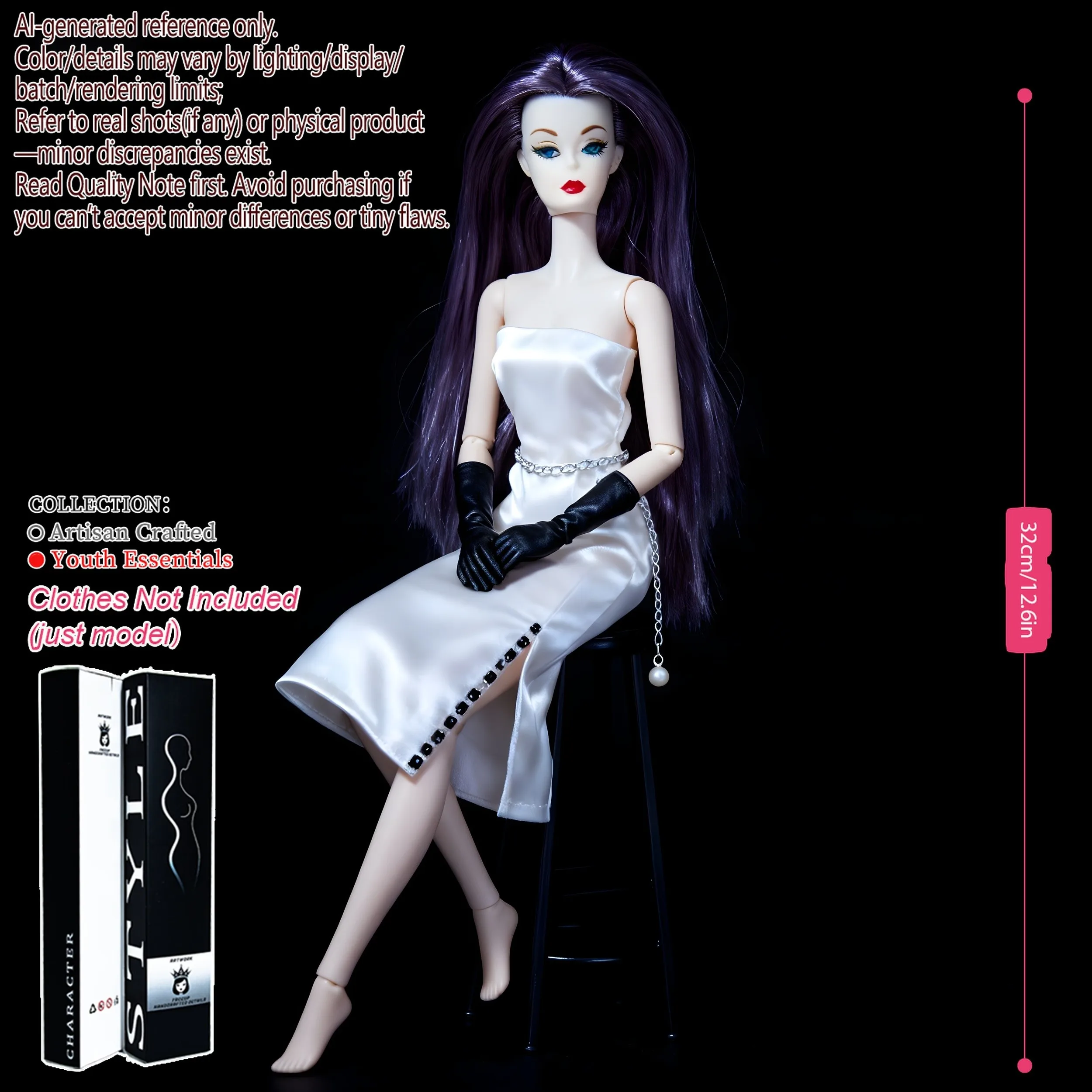 

12,6-дюймовая реалистичная коллекционная кукла BJD — модная модель куклы с шаровым шарниром и 12 шарнирами для рукоделия (без одежды)