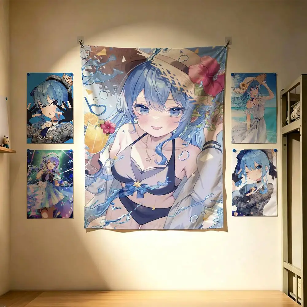 Virtual Idol Anime Girl H-Hoshimachi S-Suisei Flags Wall Hanging Background Art Banner for Bedroom Home Outdoor Decor