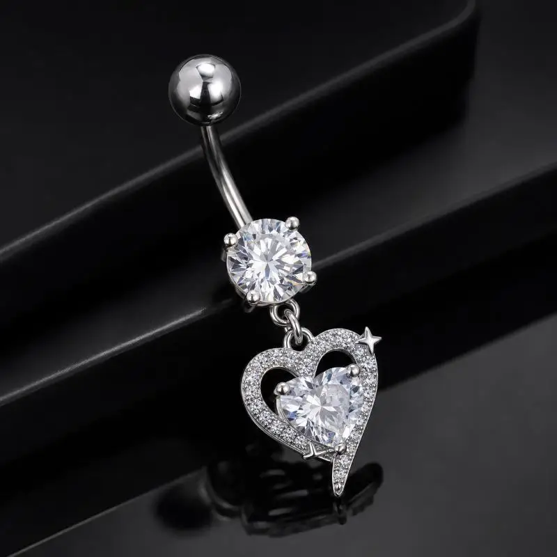 Surgical Steel Dangle Belly Button Ring Nickel-free Navel Barbell Body Jewelry for Sensitive Skin Users