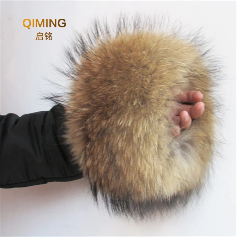 Nature Fur cuffs Oversize Real Raccoon Fur Boot Cuff Sleeves Sleeve for Women Winter Coat Downcoat Gloves arm Warmers