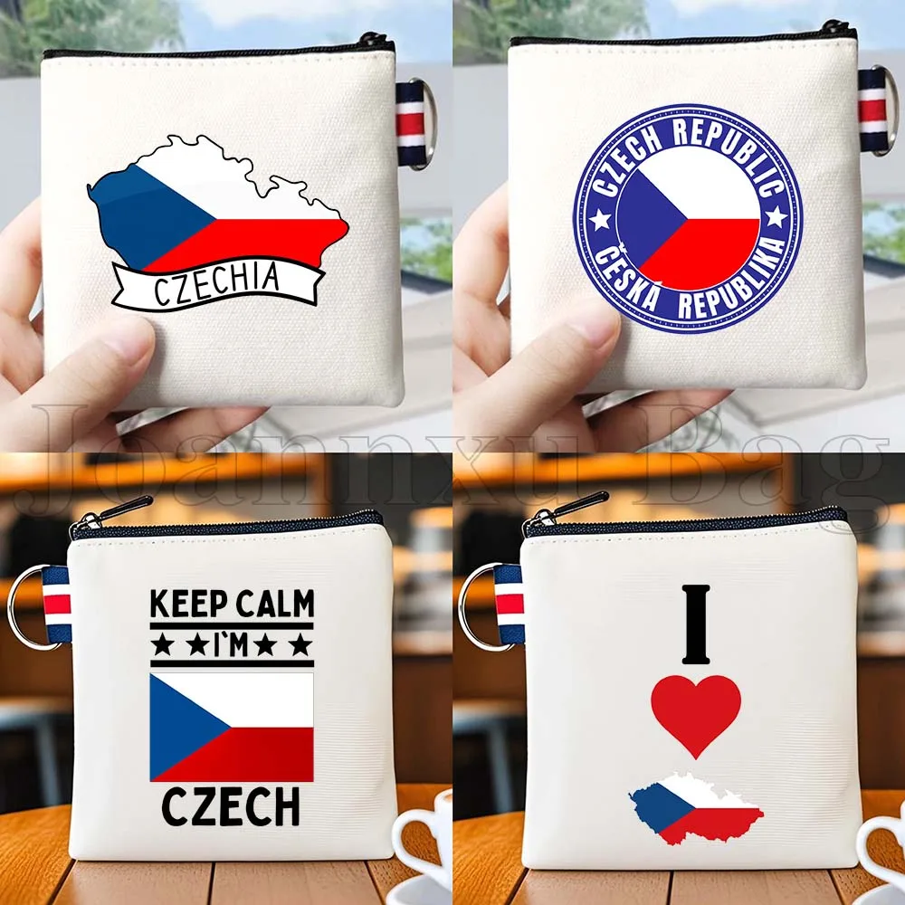 

Кошелек-монетница с флагом Чехии и картой Чешской Республики, персонализированный подарок, холщовая сумка, квадратный чехол для ключей, милый держатель для карт, кошелек для денег