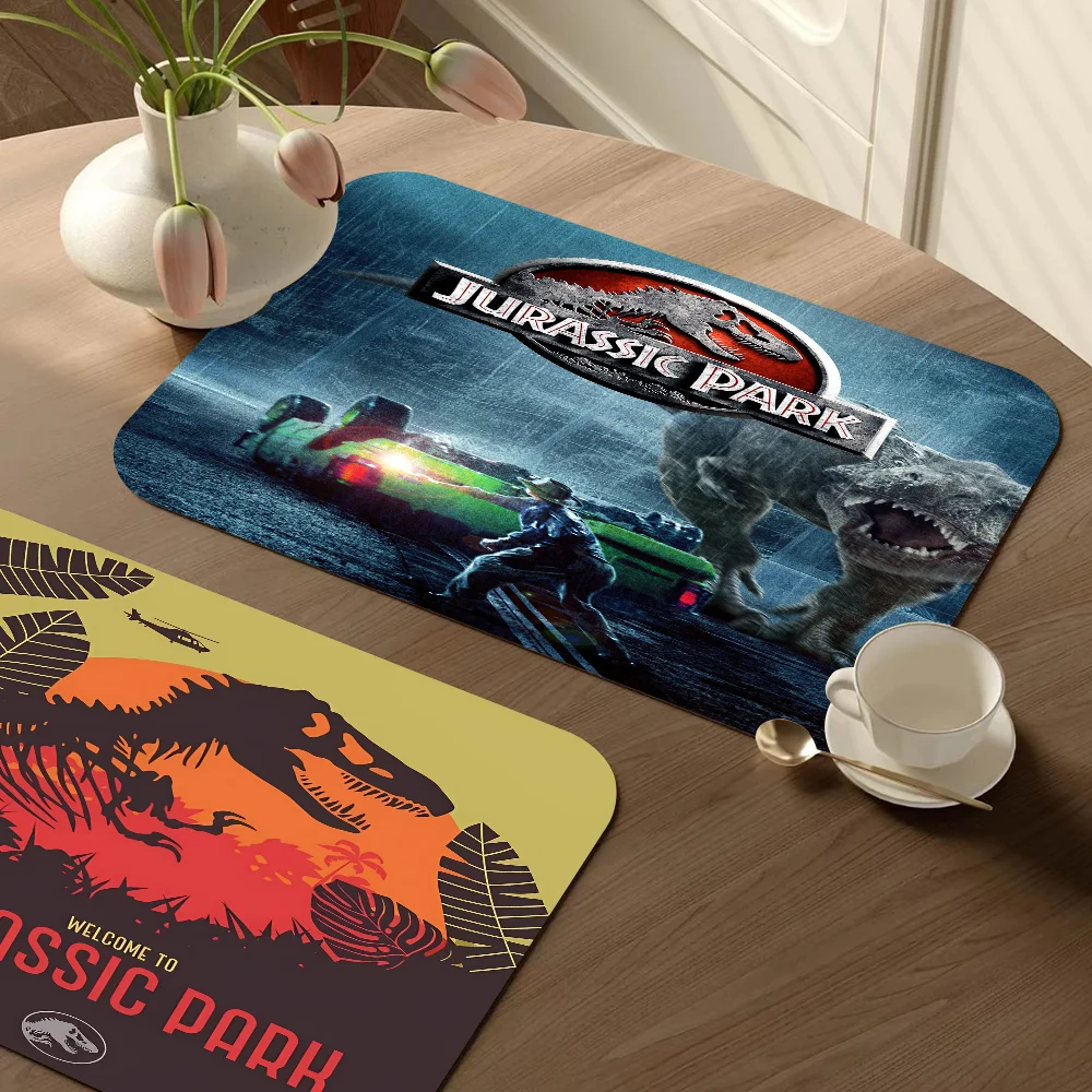 

Jurassic Park Dinosaur Table Drain Pad Tabletop Absorbent Draining Mat Tableware Mats Placemats For Table Decor