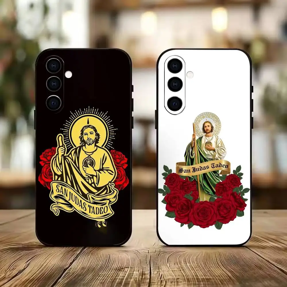 ART San Judas Tadeo  Phone Case For Samsung A73 20,21s,22,31,32,52,53,72 Soft Black Shell