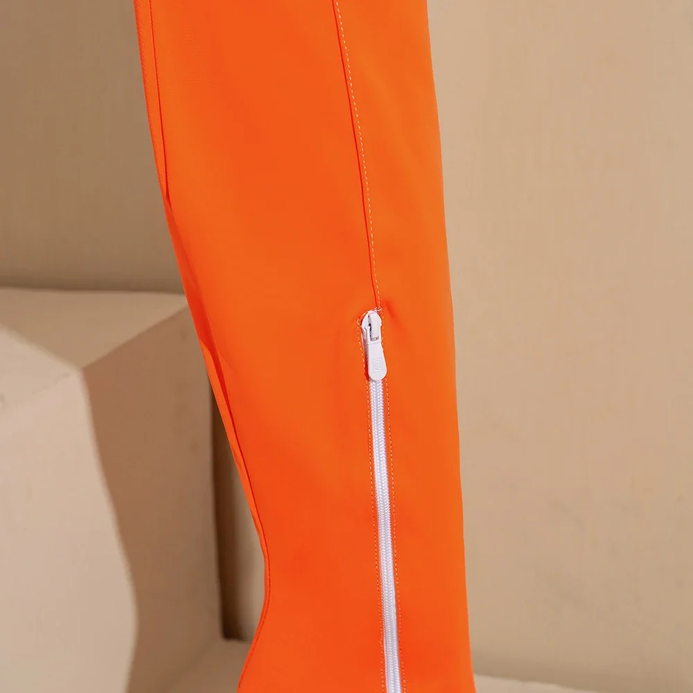 New Winter Glamour Orange Yellow Women Over the Knee Boots Hot High Thin Heel Lady Dress Shoes Plus Big Size 12 43 46 48 view 4