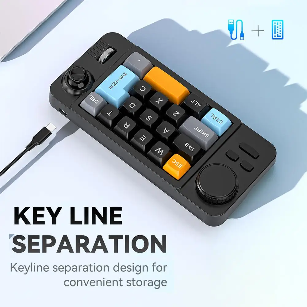 19 مفتاحًا لوحة مفاتيح مبرمجة RGB لوحة مفاتيح ألعاب محمولة بإضاءة خلفية مع مقبض عصا تحكم متعددة الألوان لمكتب الألعاب الترميز #3