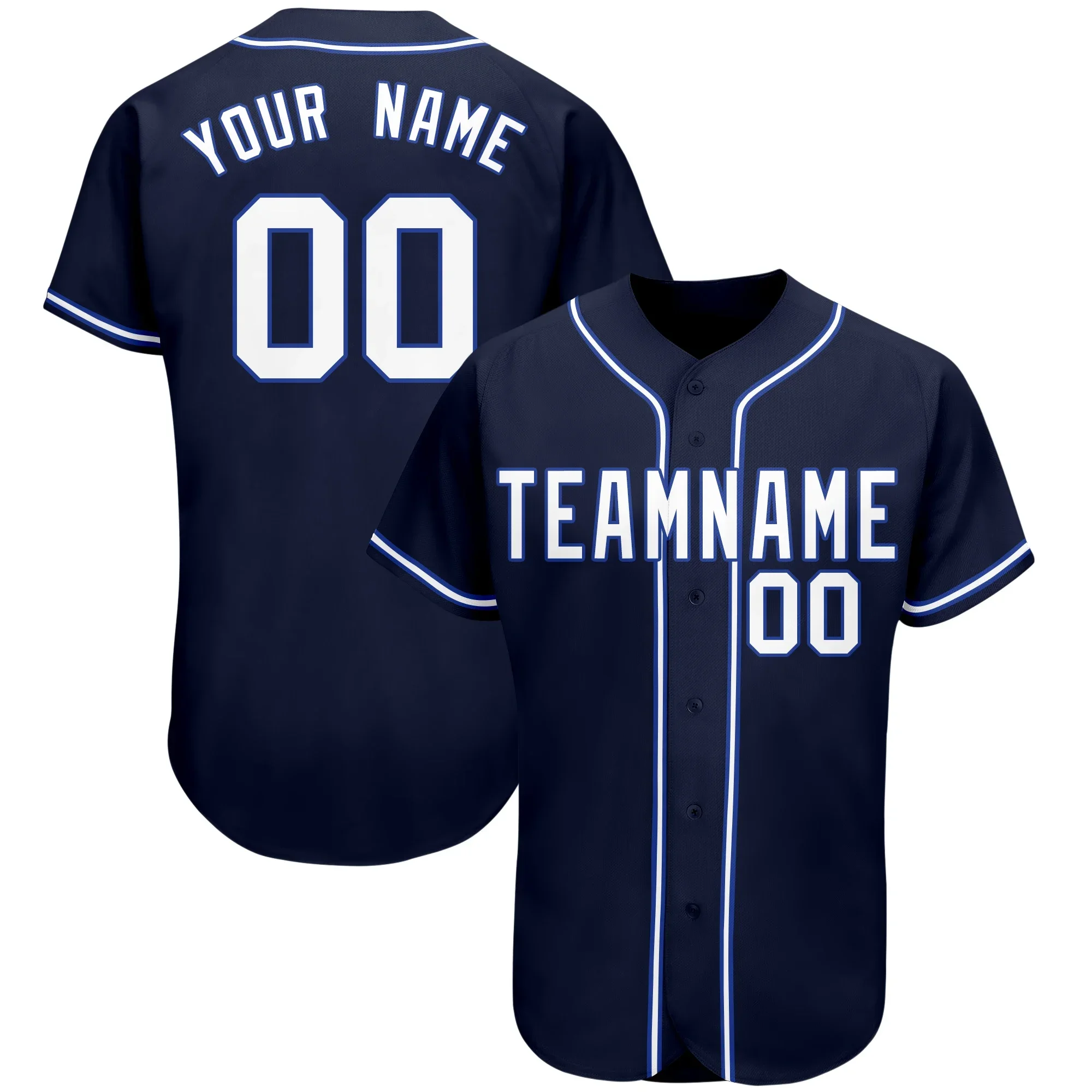 Botão completo personalizado V-Neck Baseball Jersey, Sportswear do atleta de treinamento lavável, imprimir seu nome, número e logotipo, homens, senhora, crianças