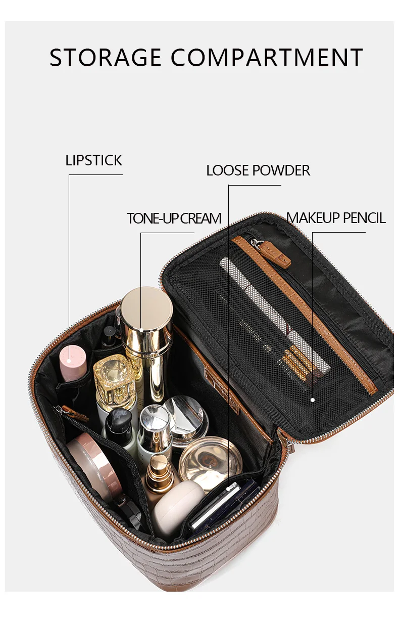 Aidrani Mini-Quadrat-Tasche aus echtem Leder mit Krokodilmuster, Handtasche mit großem Fassungsvermögen, Aufbewahrungstasche für Damen – Detail 7