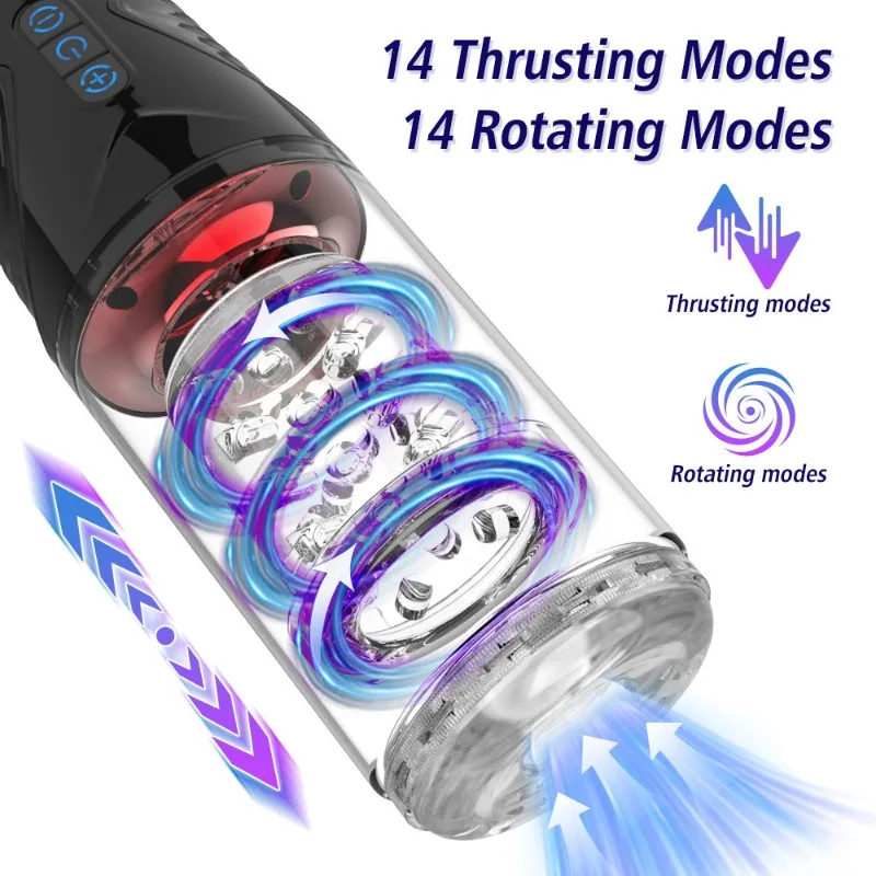 ذكر معدات الاستمتاع واللعب الجنسي للرجال تلسكوبي الدورية الحلق العميق الجنس عن طريق الفم الاهتزاز جيب كس الضارب اللسان آلة الجنس #2