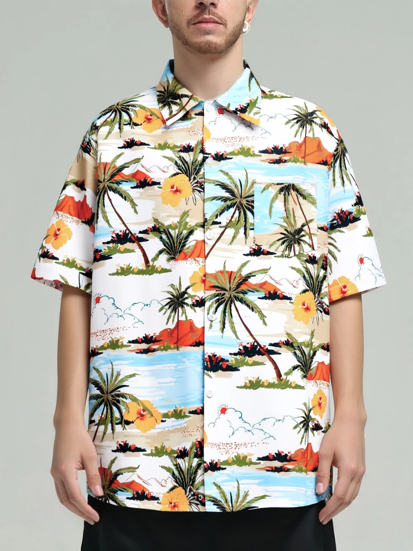 

Футболка мужская с кокосовым принтом, свободная пляжная рубашка с коротким рукавом, модная повседневная одежда для студентов и пар, на лето