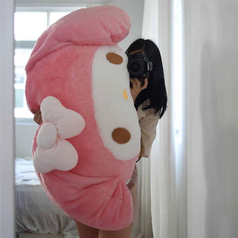 Adorável sanrio minha melodia brinquedo de pelúcia minha melodia abraço travesseiro confortável almofada traseira rosa melodia plushies sofá travesseiro decorativo