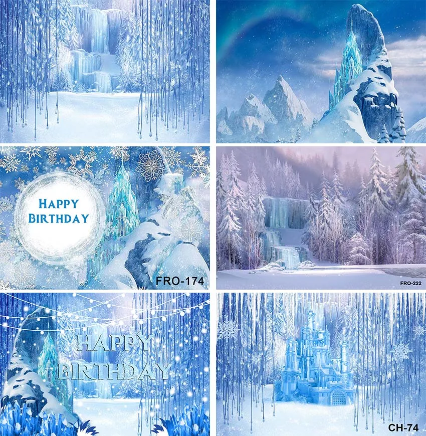 Ice and Snow White World Photography Backdrops Background Christmas Winter Frozen Snow Ice Crystal Pendant World for Children