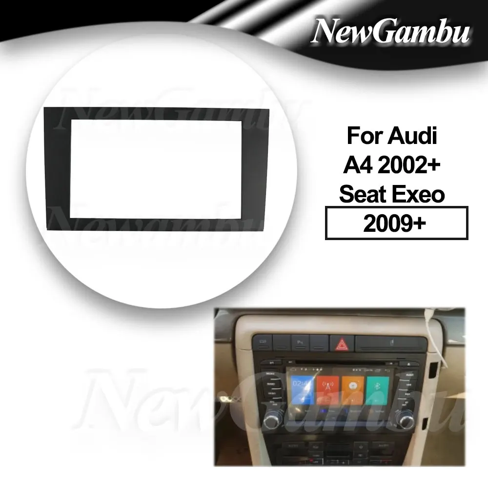 Marco de Fascia de coche para Audi A4 2002 + Seat Exeo 2009 + marco doble 2 Din pantalla Android Panel embellecedor consola bisel adaptador