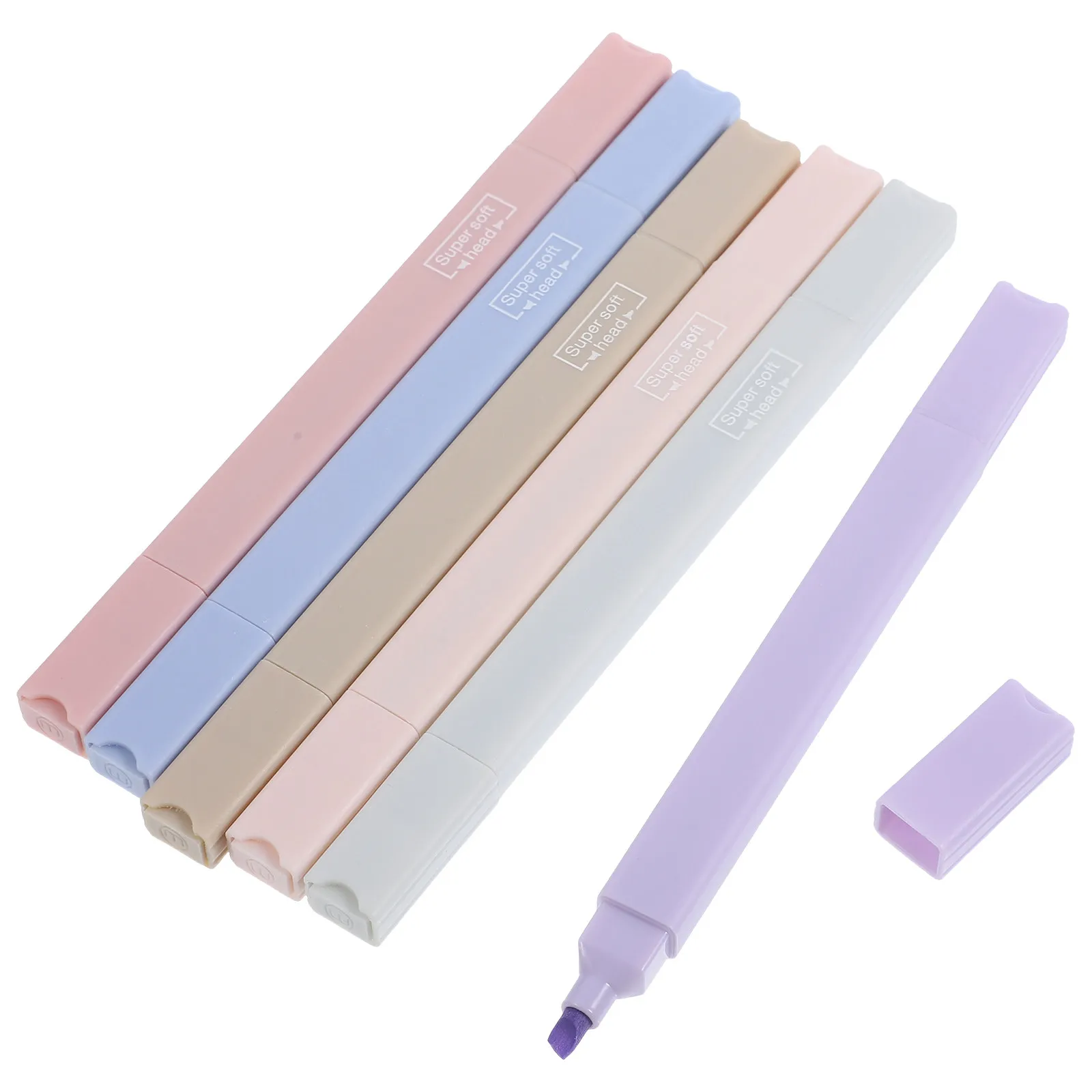 

6Pcs Fluorescent Highlighters Plastic Smooth Writing Highlighter Pens for Students Teachers Office Workers Bright Color Book