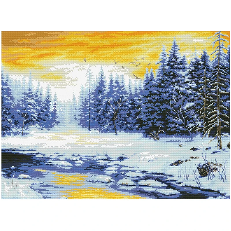 

Winter Scenery Patterns Counted Cross Stitch 11CT 14CT 16CT 18CT Cross Stitch Kits Embroidery Needlework Sets Home Decor Crafts