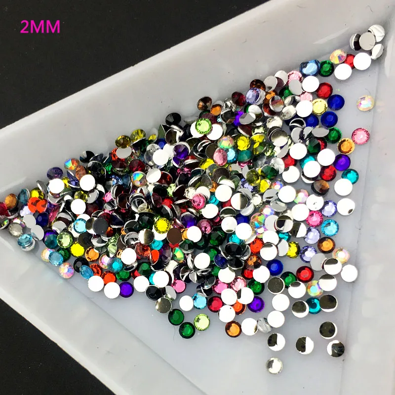 Mix rozmiar Nail Art dżetów kolorowe kryształowe błyszczy paznokcie buty i dekoracje ślubne 2,3,4MM