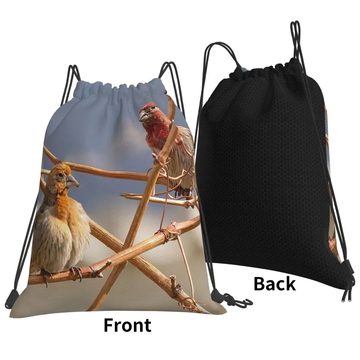 House Finches Of Different Colors Backpacks Casual Drawstring Bundle Pocket Sports Bag Book Bags for Travel School