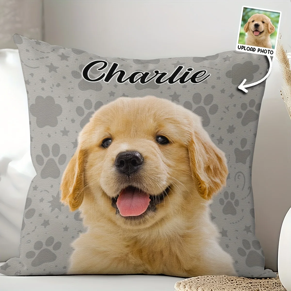 Dog Lover Pillowcase Throw Cushion Cover Pet Gift for Him Her Personalized Puppy Portrait Charlie 45x45cm Decorative Home Decor