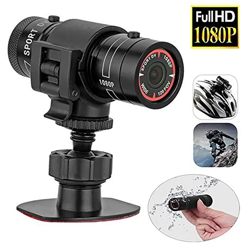 F9 Mini Sports Camera 1080P Outdoor Riding Motorcycle Helmet Sports DV Camera Video Waterproof Bicycle Camera