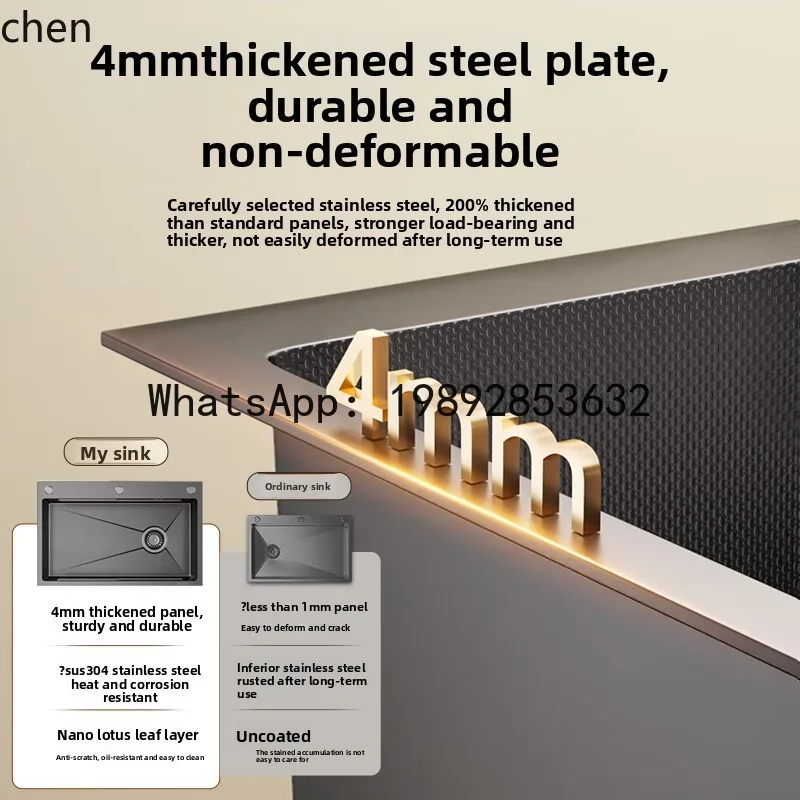 AA Kitchen Sink Large Single Bowl Honeycomb Textured Sink Household  Vegetable Washing Sink Undermount Basin