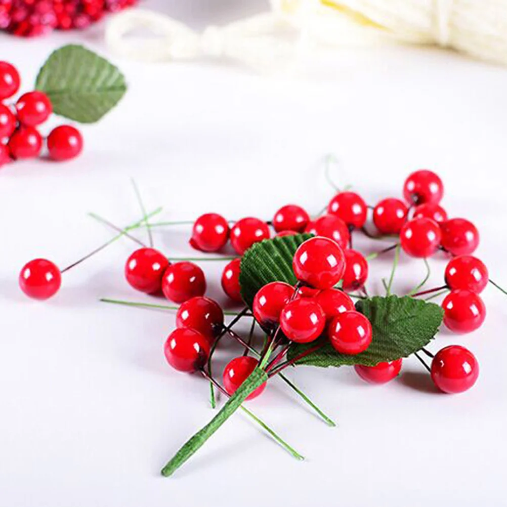

100Pcs Premium Artificial Cherries Berry Christmas Decoration 12mm Home Festive DIY Artificial Berries Fake Berries