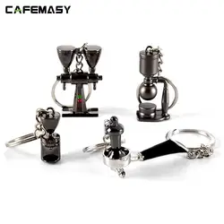 Creative Coffee Keychain Series Brooch Alloy Mini Keyring Bag Car Keychain Holder Coffeeware Espresso Accessories Gifts Fashion