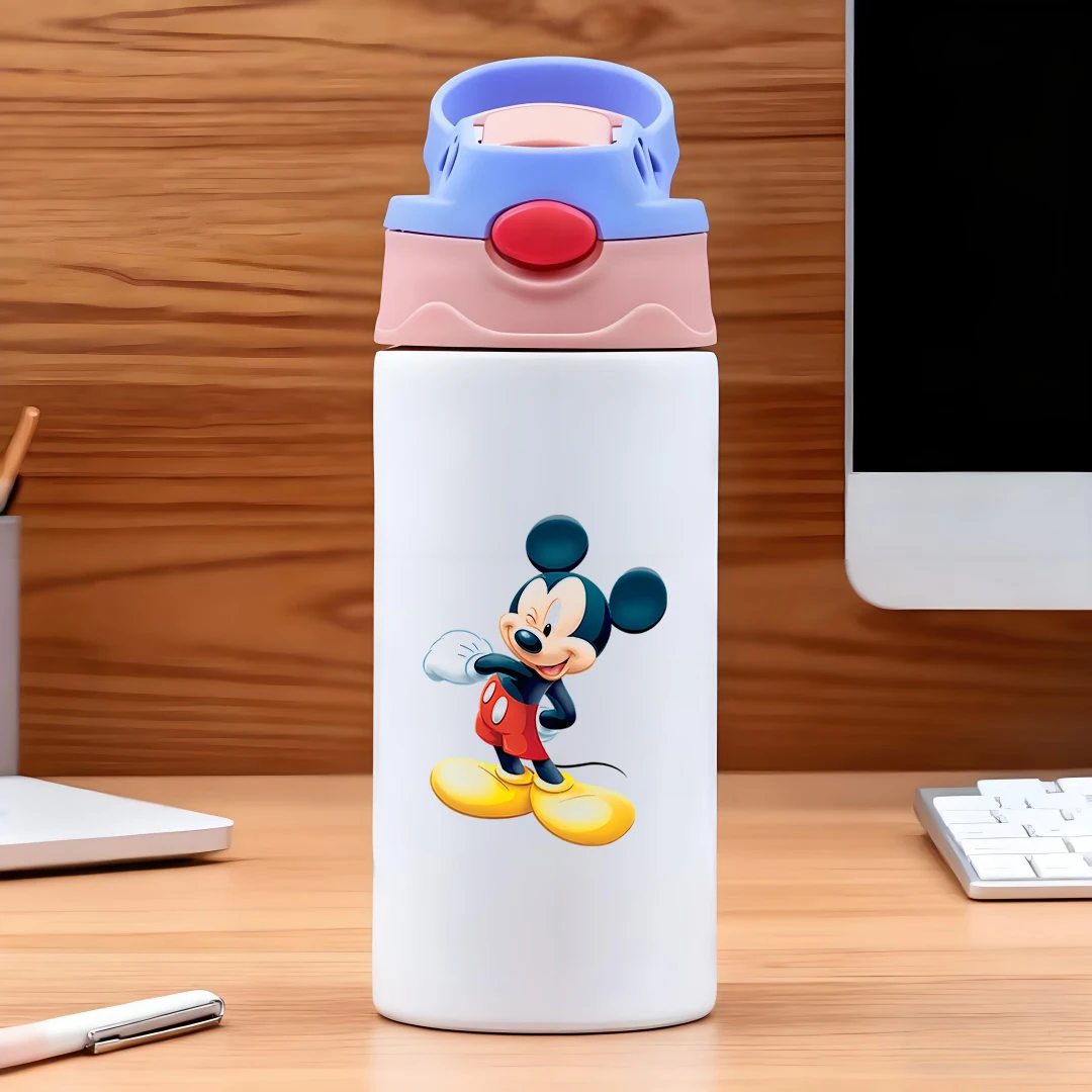 

Disney vacuum cup with classic Mickey Mouse cartoon image bright red shorts yellow shoes blue ears big nose sm