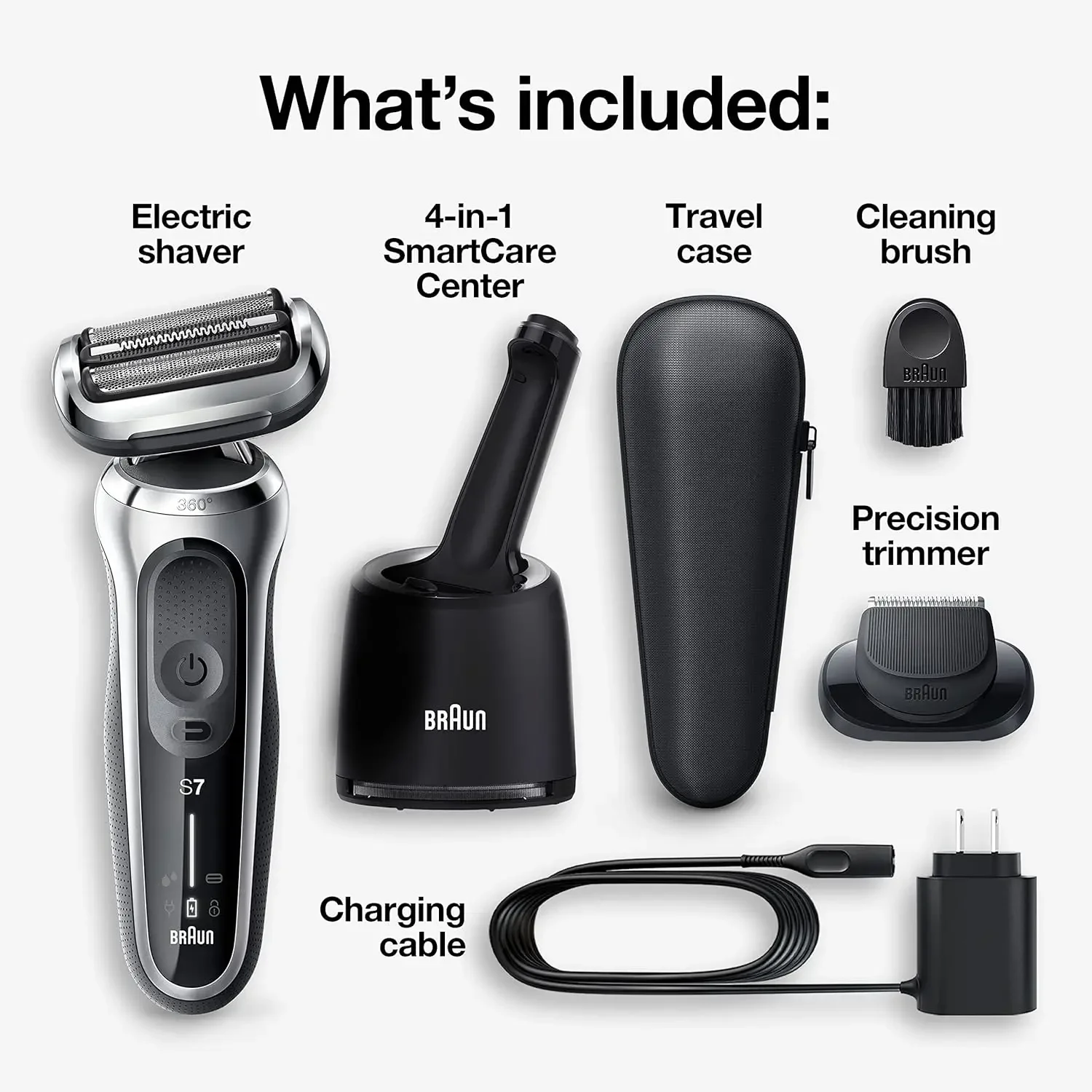 Electric Razor for Men with Center, Precision Trimmer, Wet & Dry, Rechargeable, Cordless