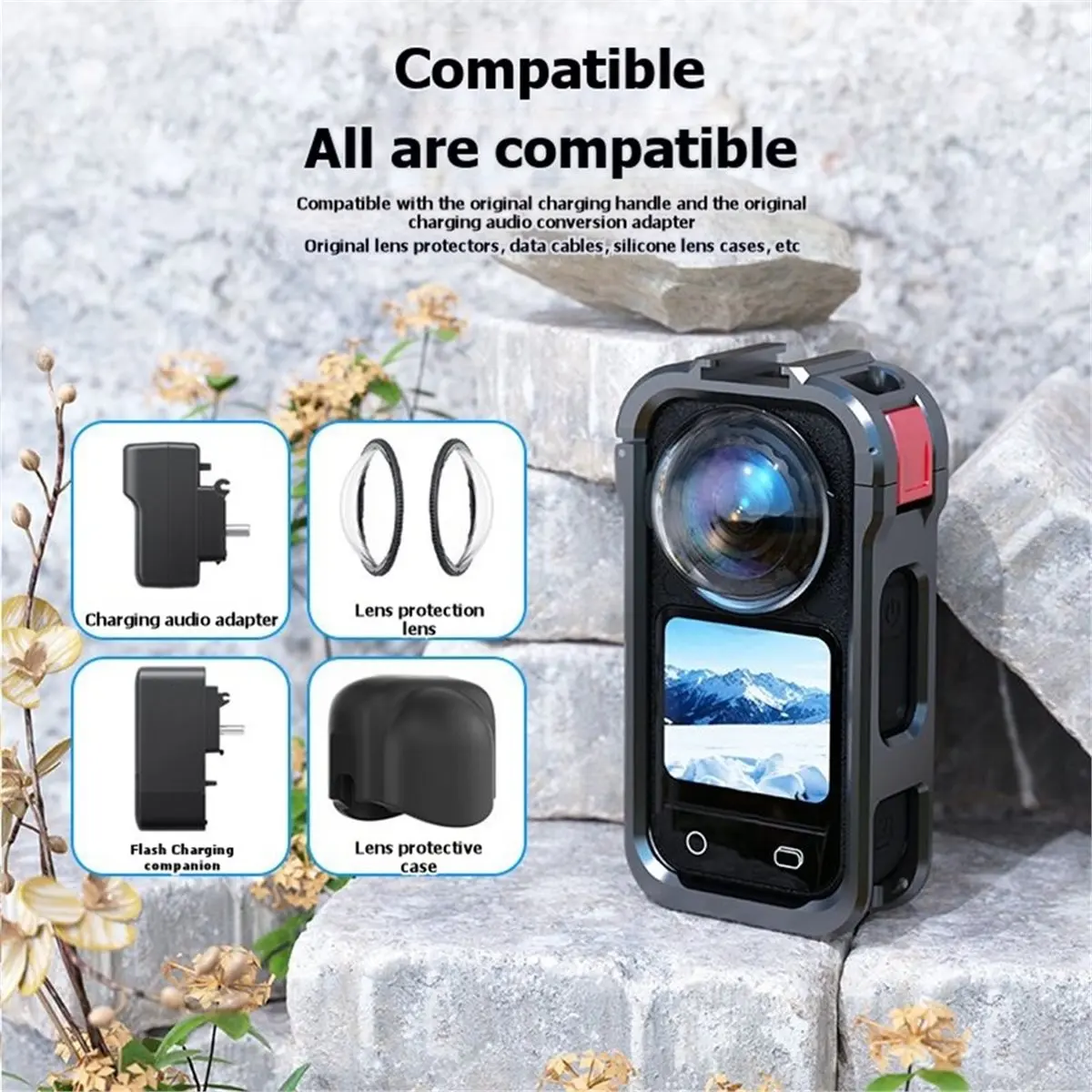 For X6 Metal Cage Protective Case Metal Cage Expansion Mounts Frame with Cold Shoe Mounts for X6 Accessories