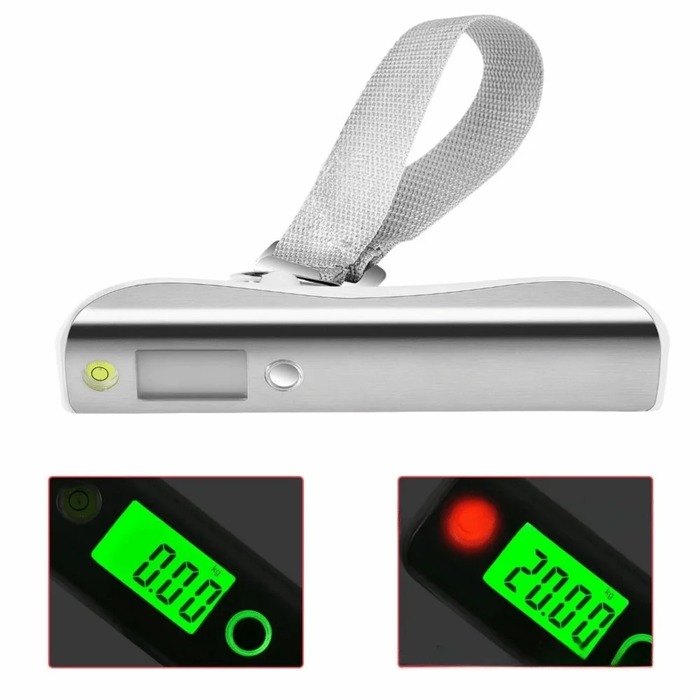 Backlight LCD Display Digital Luggage Scale Max 50kg Tare Function Portable Hanging Scale with 1m Tape Measure High Precision