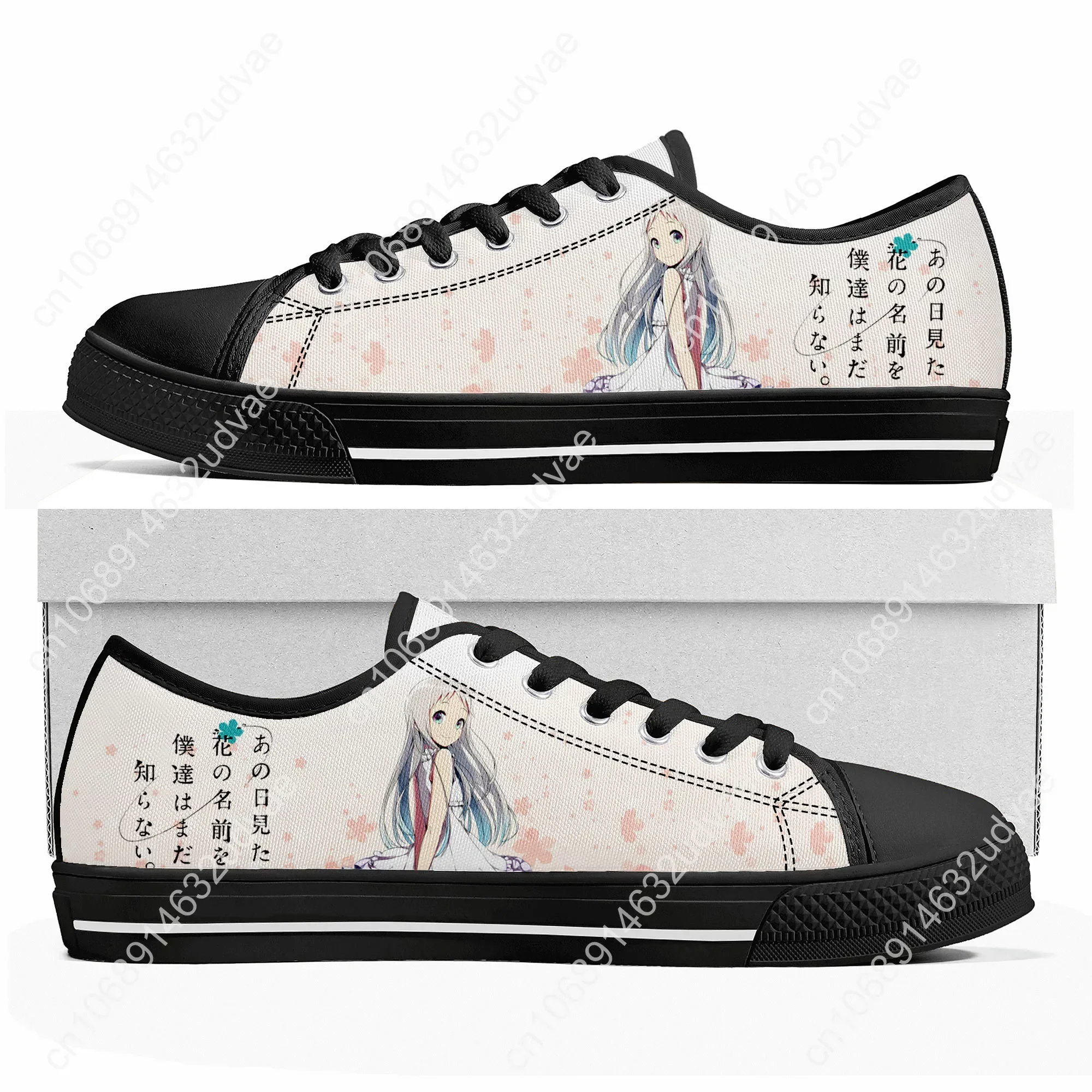 AnoHana The Flower We Saw That Day Low Top Sneakers Mens Womens Teenager Canvas Sneaker Casual Couple Shoes Custom Shoe