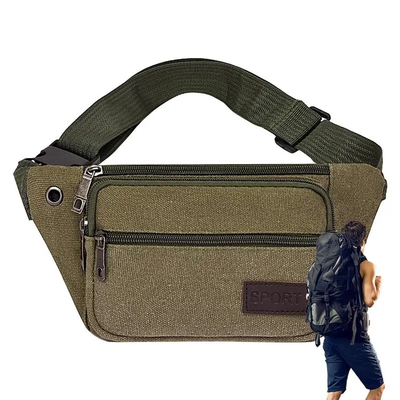 Canvas Waist Bag Outdoor Sports Multifunctional Male Waist Pack High Durable High-capacity Bags Portable Phone Purse