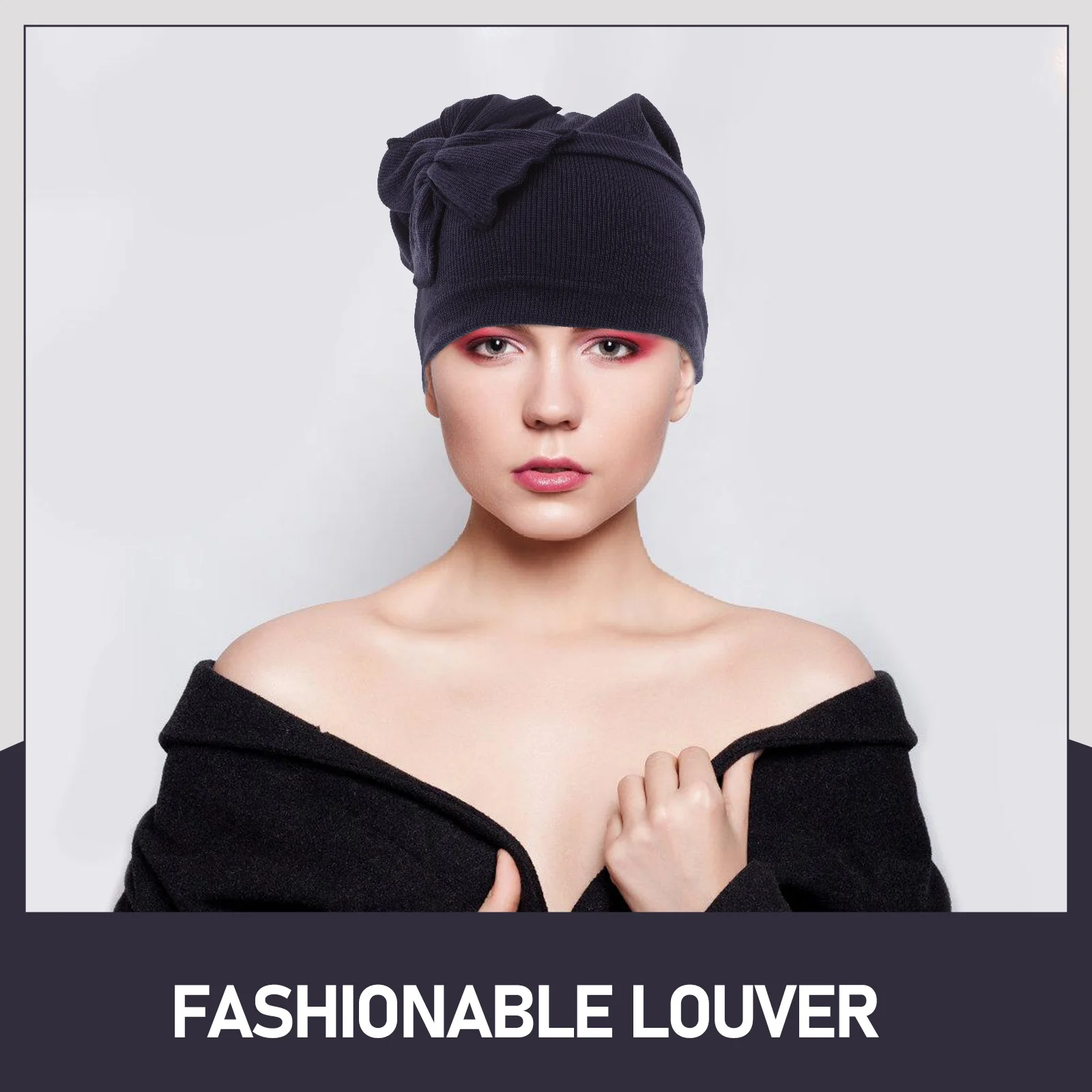 قبعة صوفية بعقدة على شكل فيونكة للسيدات، غطاء رأس أنيق مريح من نسيج ألياف البوليستر للسفر والأنشطة الخارجية #3