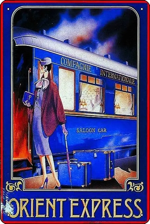 orient express Poster Funny Metal Tin Sign for Home Kitchen Bar Room Garage Decor 