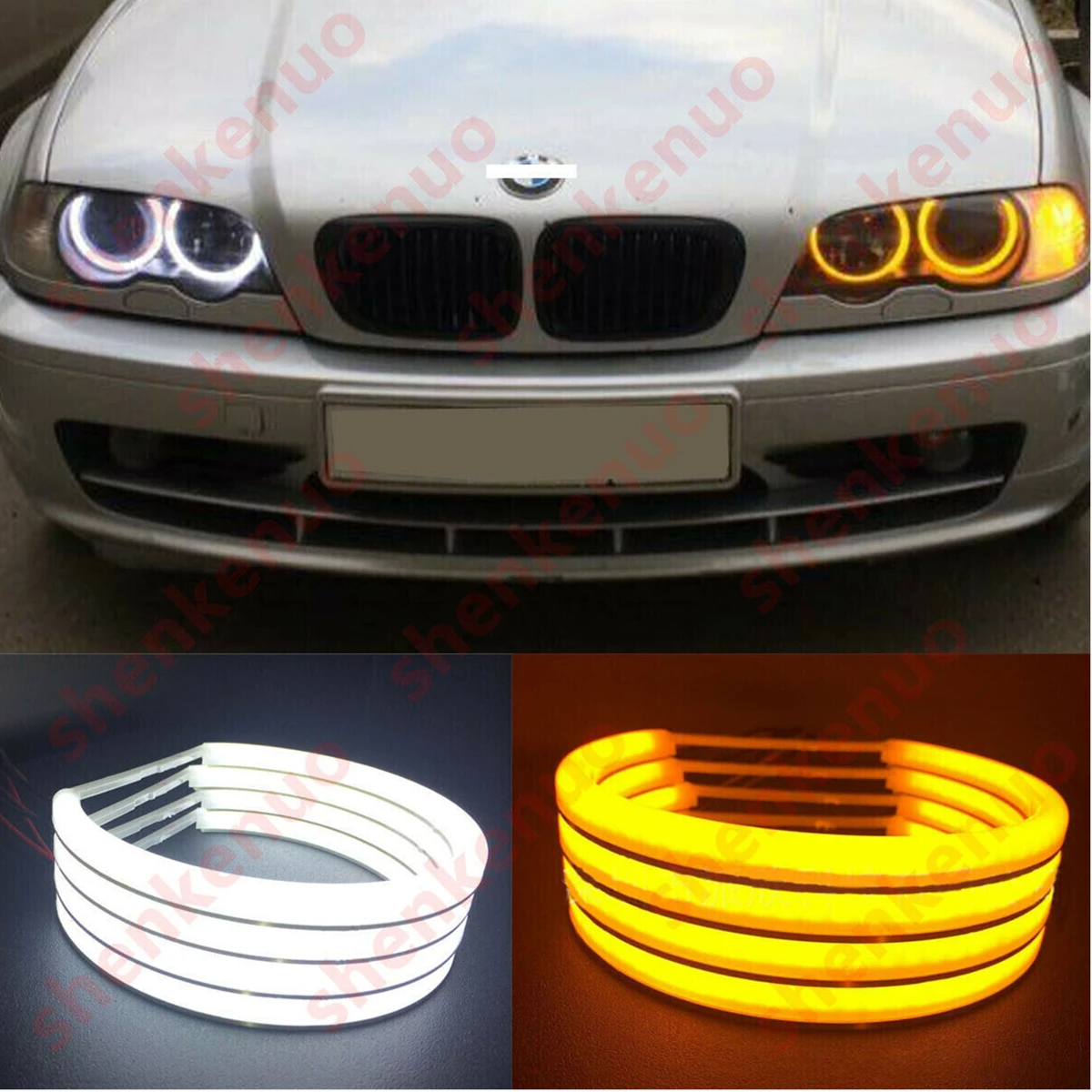 Cotton LED Angel Eyes Kit Halo Ring Headlight Lamps For BMW E46 Coupe E36 E38 E39 Ultra Bright Refit Day Light turn signal light