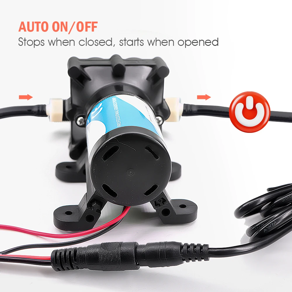 DC-12V 11L/H Self-Priming Diaphragm Pressurize Water Pump Built-in Pressure Switch Automatic for Garden Plants Watering Car Wash